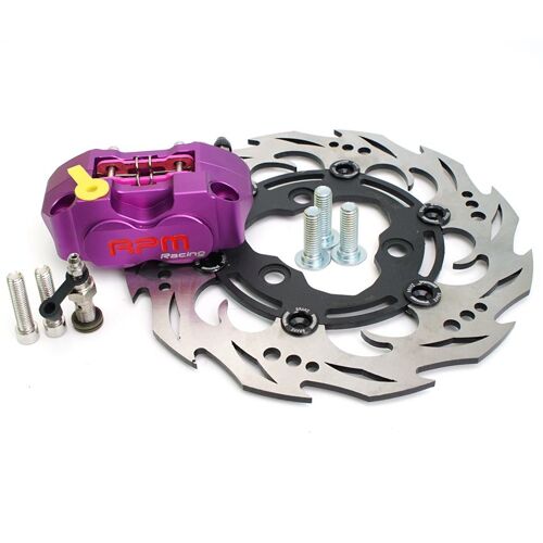 Purple Disque D'étrier De Frein De Moto, Rpm 220mm, Rotor À 3 Trous, Montage Radial 82mm, 4 Pistons Pour Pitbike Street Bike Honda Yamaha ""Nipseyteko""