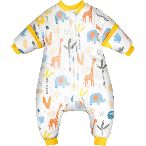 Tianyi-Gigoteuse Hiver Bébé 3.5 Tog, Gigoteuse A Pied, Gigoteuse Avec Jambes, Gigoteuse Manches Longues Amovible, Gigoteuse 2-4 Ans, Girafe, 90 ( Pour 85-100cm)