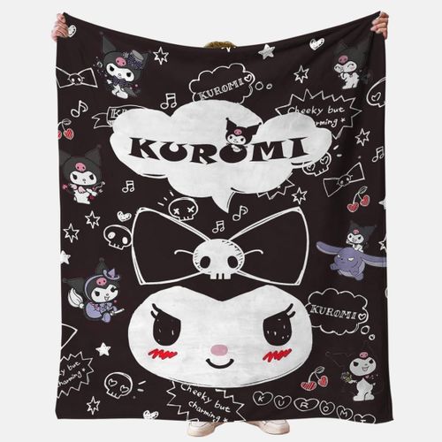 Tianyi-Kuromi Couverture De Dessin Animé Couverture En Flanelle Douce Et Confortable Couverture Pour Enfants Mignon Imprimé Pour Canapé, Chambre À Coucher, Bureau