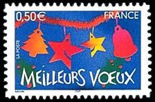 France 2004, Très Beau Timbre Neuf** Luxe Auto-Adhésif Yvert 3725, Meilleurs Voeux, Étoiles, Cloche Et Sapin.