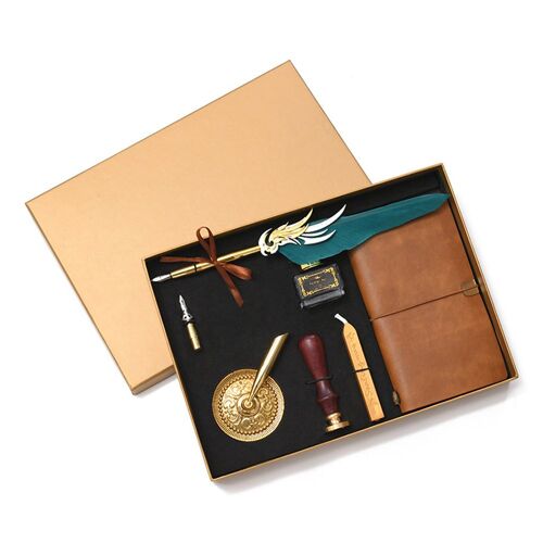 Ensemble De Stylos À Plume Rétro Vintage, Bouteille D'encre Vide Pour Carnet De Notes, Calligraphie, Plume D'écriture, Stylo À Tremper, Papeterie, Boîte-Cadeau Avec Pointe