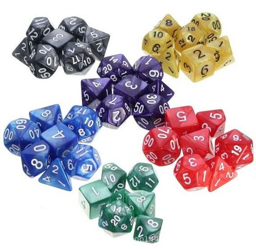 Jeu De Dés Numériques À Multiples Facettes 35 Pièces 5 Ensembles De Motifs De Perles Pour Jeux De Table Anniversaire, Jeux De Société Rpg Donjons Dragons
