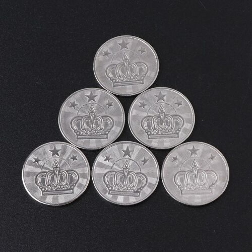 Jetons En Acier Inoxydable Pour Jeu D'arcades, 10 Pièces,Impression Couronne Et Pentacle, 25*2 Mm,