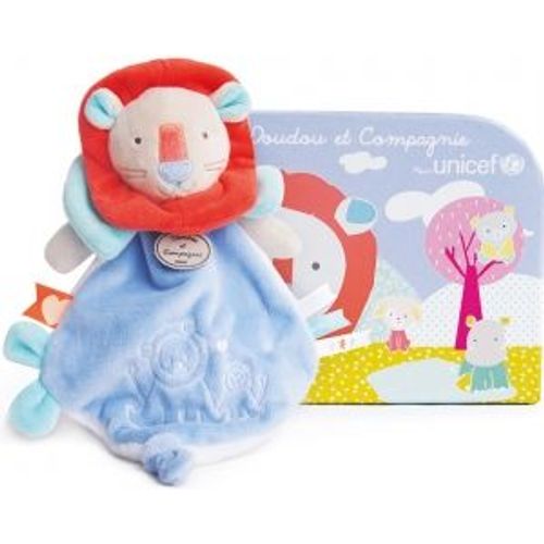 Doudou Lion Bleu Unicef Et Sa Valisette Peluche Jouet Bebe Animal Les Petits Amis 