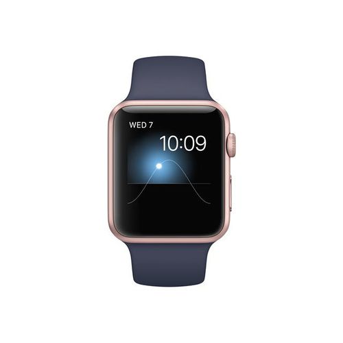 Apple Watch Sport Boîtier 42 mm Aluminium Or avec Bracelet Sport Bleu Nuit Taille 140-210 mm S/M/L