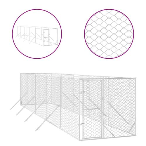 Vidaxl Chenil D'extérieur Pour Chiens Argenté 2x10x2 M Acier Galvanisé