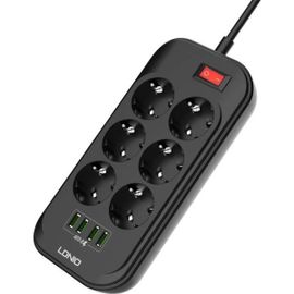 Multiprise USB, NetBoat Multiprise Parasurtenseur 6 Prises Outlet + 4 Ports USB, Parasurtenseurs/parafoudre, Cordon 2 mètres