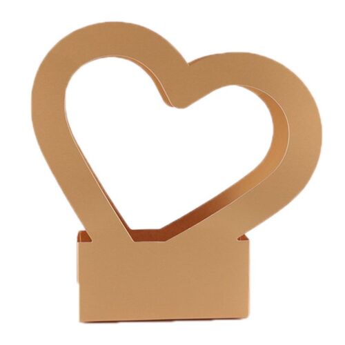 Boîtes à fleurs portables en forme de coeur, boîte d'emballage romantique en papier pour femmes, panier cadeau en papier Kraft, panier à fleurs d'amour