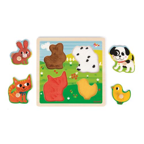 Puzzles Puzzle Tactile Premiers Animaux 4 Pcs (Bois)
