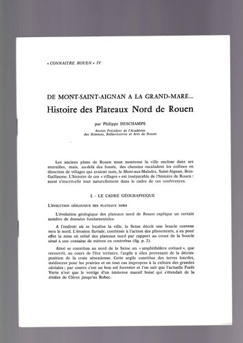 De Mont-Saint-Aignan À La Grande-Mare...Histoire Des Plateaux Nord De Rouen