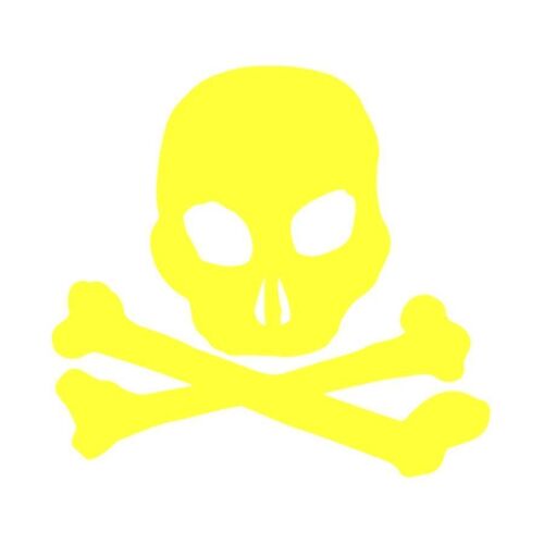 Sticker Logo Skull Tête De Mort Adhésif Autocollant - Plusieurs Coloris Jaune Fluo 6.5 X 6