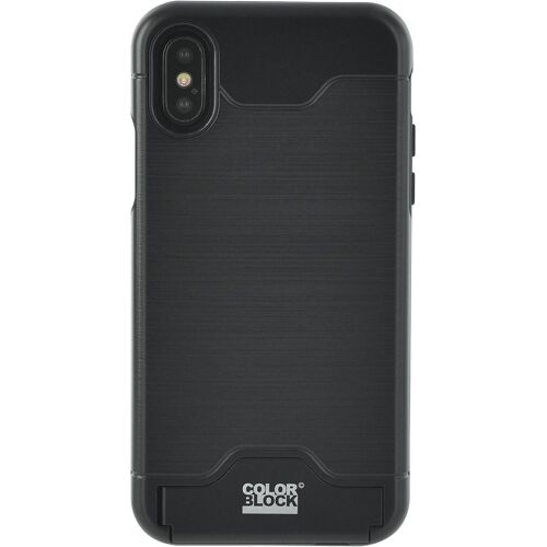 Coque rigide Colorblock noire avec porte-cartes pour iPhone X