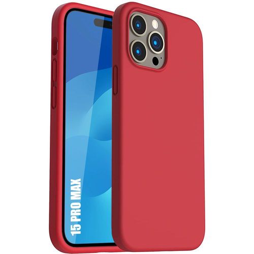 Coque Silicone Pour Iphone 15 Pro Max, Protection Antichoc Anti-Rayures - Rouge Mat