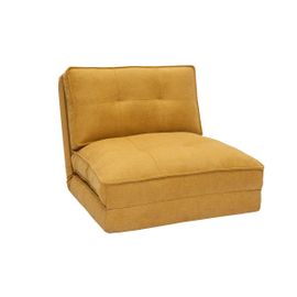 Chauffeuse Convertible 1 Place En Tissu Effet Velours Jaune Moutarde Sally