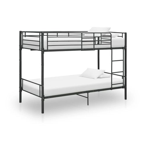 Vidaxl Lit Superposé Noir Métal 90x200 Cm