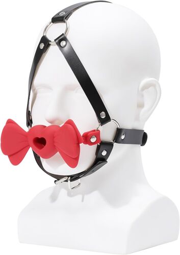 Kal-Baillon Rouges Écarteurs De Bouche Réglables Bâillon En Silicone Monté Sur La Tête Fétiche Bondage Extrême Jouet Sexuel Pour Couples Jeux Sexuels Ball Gag (Red)