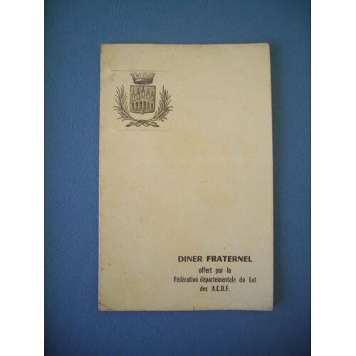 Menu / Federation Des Acdf / Departement Du Lot / 1954