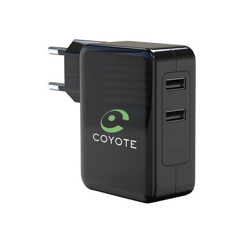 Coyote - Adaptateur Secteur - 2.4 A - 2 Connecteurs De Sortie (Usb) - Sur Le Câble : Micro-Usb