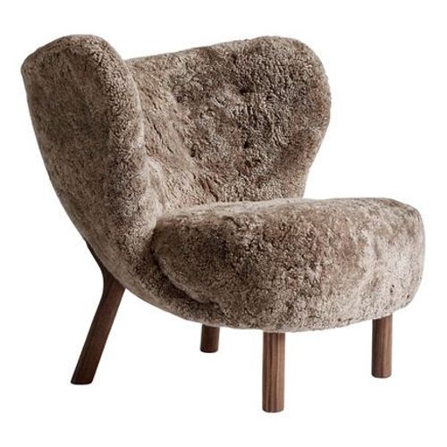 Andtradition - Fauteuil Little Petra Vb1 - Noyer Huilã© - Sheepskin Sahara  - Beige