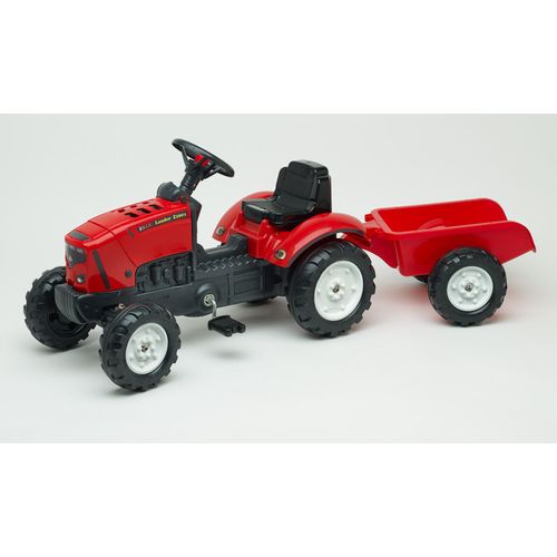 Les Petits Jardiniers Tracteur À Pédales Supercharger Rouge Avec Capot Ouvrant Et Remorque