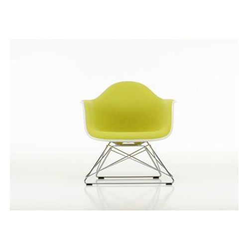 Vitra - Fauteuil En Plastique Eames Lar Avec Rembourrage Intã©Gral - Poppy Red - Noir - Nero - Cuir Noir  - Rouge