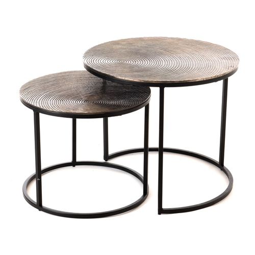 Set De 2 Tables Basses Rosace En Étain