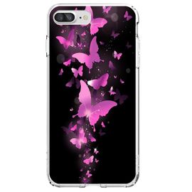 Coque Souple Pour Apple Iphone 7 Plus Avec Impression Motifs Papillons Fushias