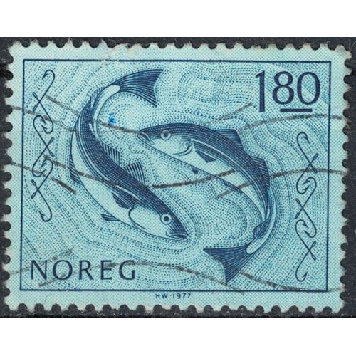 Norvège 1977 Oblitéré Used Fish Hooks Codfish Poissons Hameçons Morue