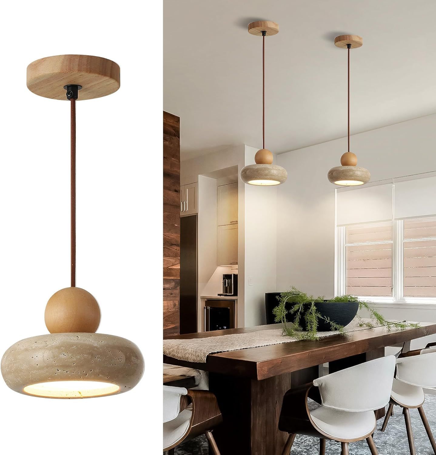 YISDESIGN Suspension Linéaire En Bois De 99,1 Cm à DEL à Intensité