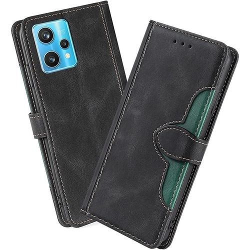 Housse Pour Telephone Realme 9 Pro+(Realme 9 Pro Plus) Etui, Pu/Tpu Retourner Cuir Coque Magnetique Portefeuille, Noir