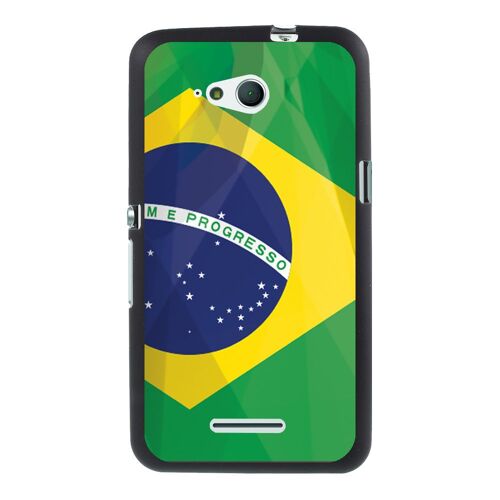 Coque Souple en gel noir pour Sony Xperia E4g avec impression Motifs drapeau du