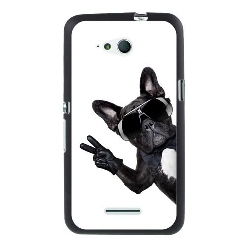 Coque Souple en gel noir pour Sony Xperia E4g avec impression Motifs chien à lu