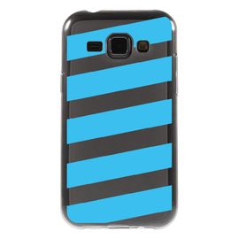 Coque Souple Pour Samsung Galaxy J1 Sm-J100f Avec Impression Motifs Bandes Bleue