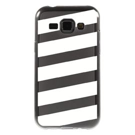 Coque Souple Pour Samsung Galaxy J1 Sm-J100f Avec Impression Motifs Bandes Blanc