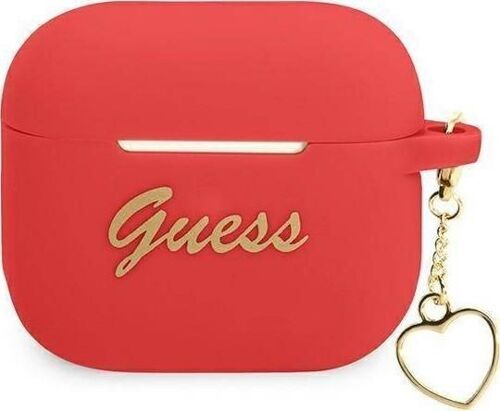Guess GUA3LSCHSR Coque AirPods 3 czerwony/red Silicone Charm Heart Collection, ?tui pour ?couteurs + casque, Rouge