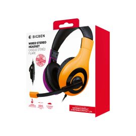 Casque Stéréo Filaire Rose Et Orange Pour Nintendo Switch Et Nintendo Switch Lite