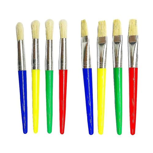 Pinceaux Pour Enfants, Pinceaux Colorés Pinceaux Pour Enfants Pinceaux Set Pointe Plate Avec Poignée En Plastique Et Poils De Porc Pinceaux De Peinture Pour W