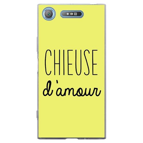 Coque Souple Pour Sony Xperia Xz1 Avec Impression Motifs Chieuse D'amour Jaune