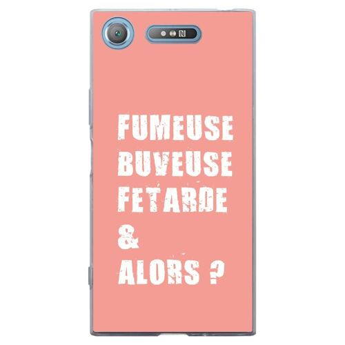 Coque souple pour Sony Xperia XZ1 avec impression Motifs fumeuse et alors rose