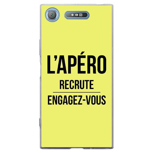 Coque Souple Pour Sony Xperia Xz1 Avec Impression Motifs L'apéro Recrute Jaune
