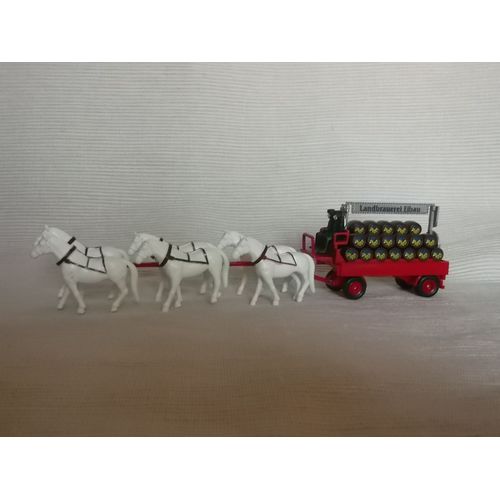 Chariot De Tonneaux Tire Par Des Chevaux  Biere Landbrauerei Eibau-Grell