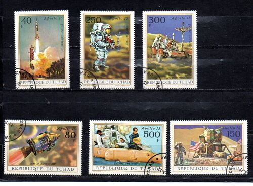 Tchad- Lot De 6 Timbres Oblitérés- Poste Aérienne- Apollo 15