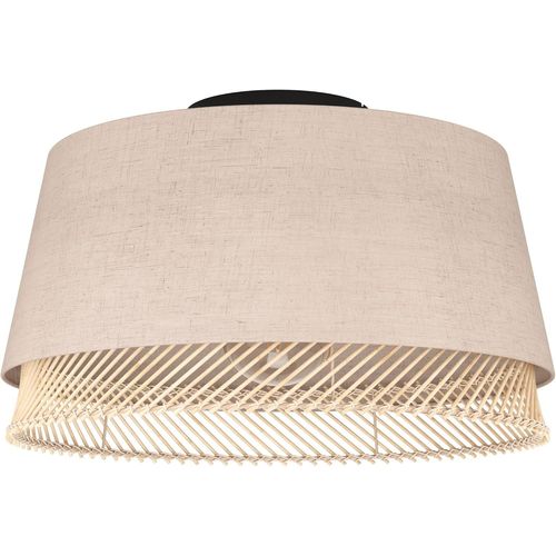 Plafonnier Tabley,Lampe De Plafond Au Design Naturel,Luminaire En Saillie Pour Chambre Et Salon,Lin Et Bamboe,Douille E27,Ø 38 Cm