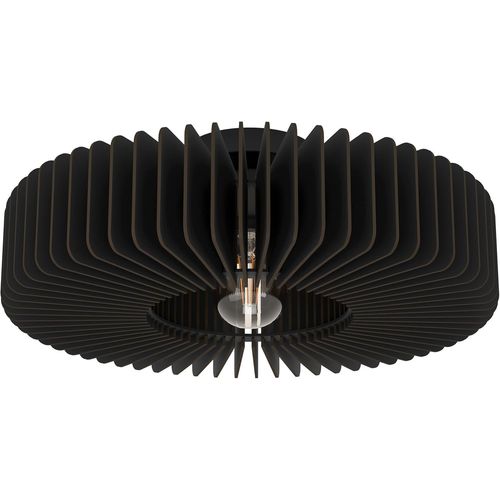 Plafonnier Palombaia,Lampe De Plafond Ronde,Luminaire En Saillie Pour Chambre Et Salon,Bois Noir,Douille E27,Ø 50 Cm