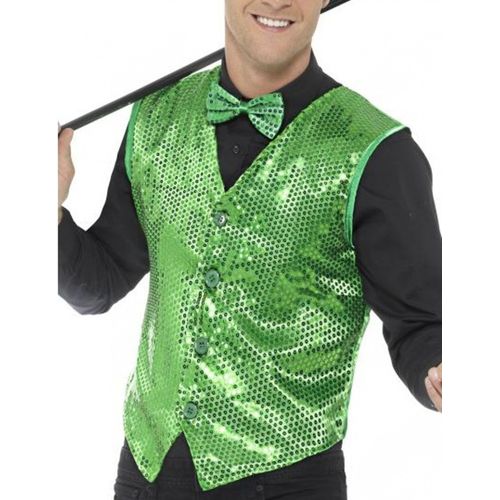 Gilet Vert À Sequins Adulte Medium