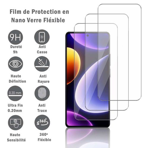 3 Films Protection D'écran En Verre Nano Fléxible Pour Xiaomi Redmi Note 12 Turbo 6.67", Dureté 9h Inrayable Incassable Invisible Ultra Résistant
