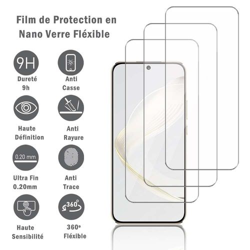3 Films Protection D'écran En Verre Nano Fléxible Pour Huawei Nova 11 6.7", Dureté 9h Inrayable Incassable Invisible Ultra Résistant