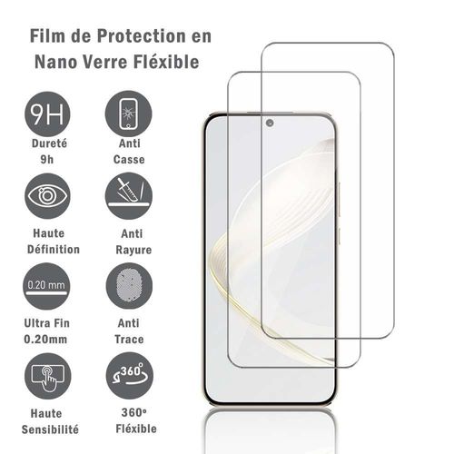 2 Films Protection D'écran En Verre Nano Fléxible Pour Huawei Nova 11 6.7", Dureté 9h Inrayable Incassable Invisible Ultra Résistant