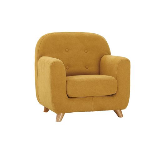 Fauteuil Enfant Scandinave Tissu Effet Velours Jaune Moutarde Norkid