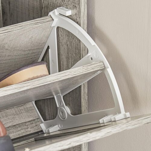 SoBuy FSR137-HG Armoire à Chaussures Meuble d'entrée, Meuble de Rangement à Chaussures avec 2 Abattants ? 60x23x79 cm, Gris, Effet Bois